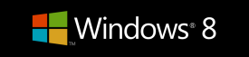 Colored logo, white text