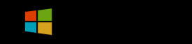 Colored logo, black text